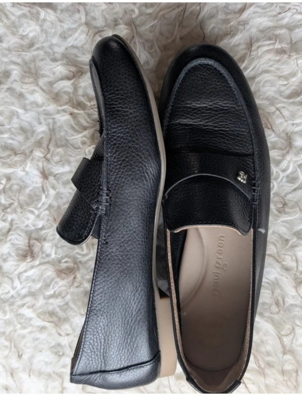 Paul Green Super Soft Black Pebbled Leather Loafers Sz 8 US UK 5.5